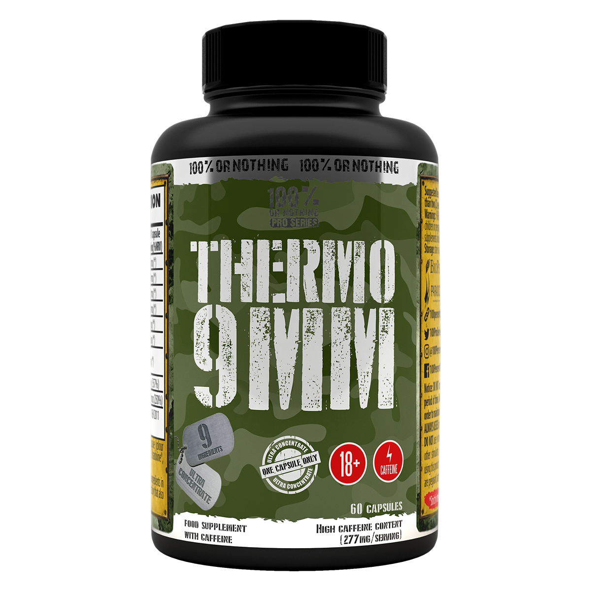 100% Or Nothing Pro Series Thermo 9mm Fat Burner 60 Caps