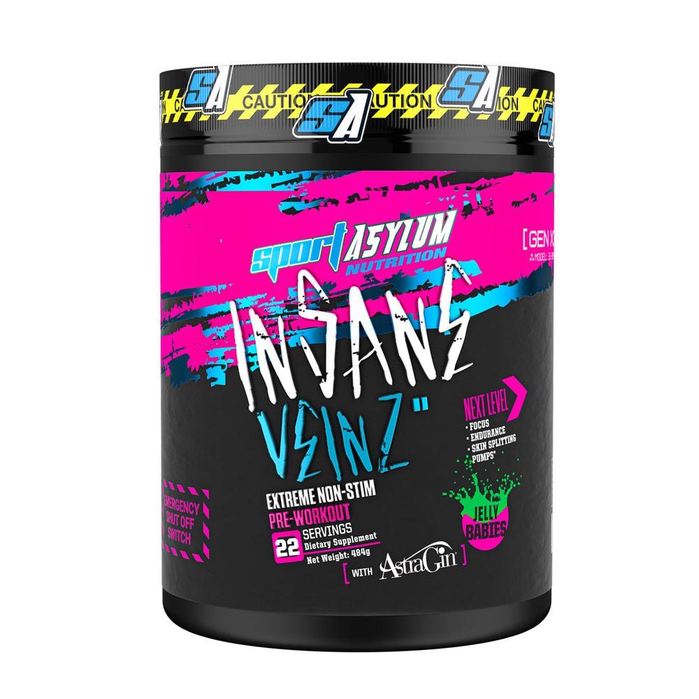 Sport Asylum Nutrition Insane Veinz Non Stim Pre Workout  484g (Loopy Lemon Lime)