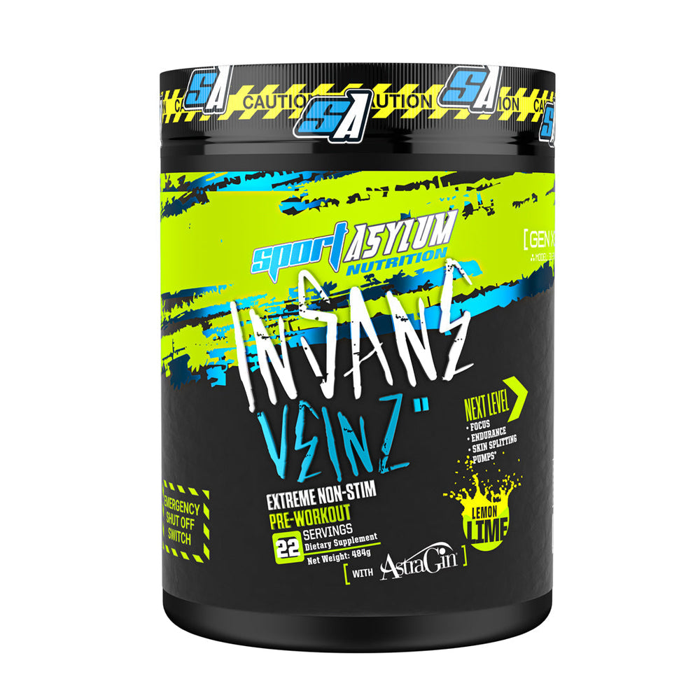 Sport Asylum Nutrition Insane Veinz Non Stim Pre Workout  484g (Loopy Lemon Lime)