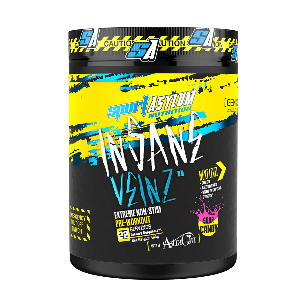 Sport Asylum Nutrition Insane Veinz Non Stim Pre Workout  484g (Loopy Lemon Lime)