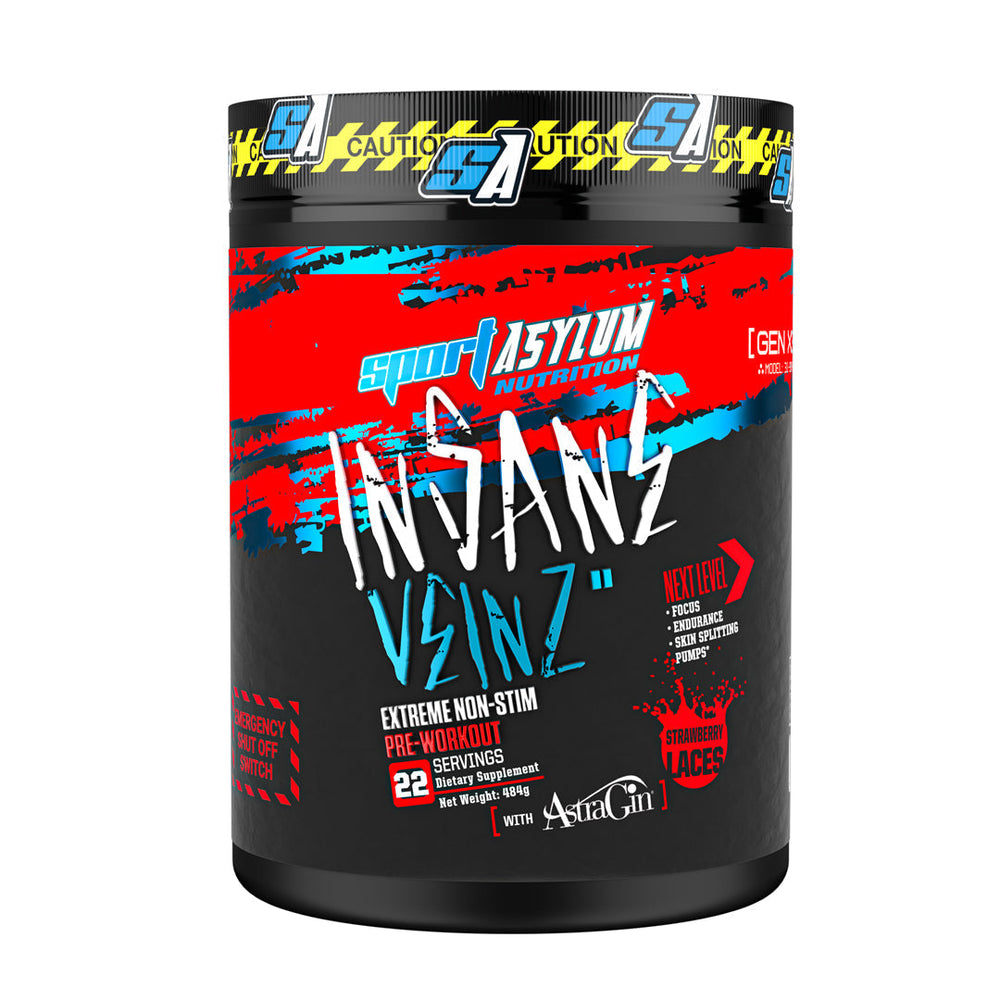 Sport Asylum Nutrition Insane Veinz Non Stim Pre Workout  484g (Loopy Lemon Lime)